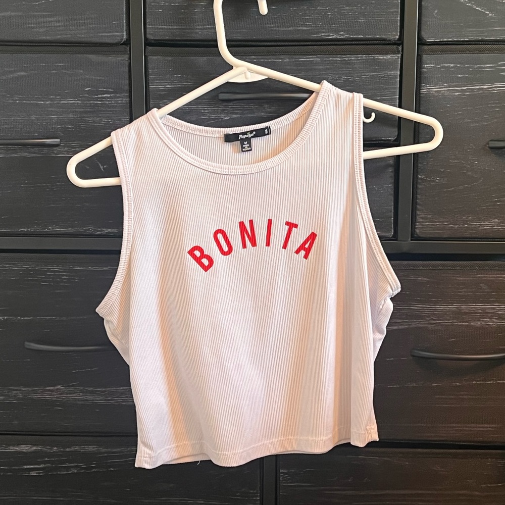 White cropped tank top. Size Medium from Papaya.